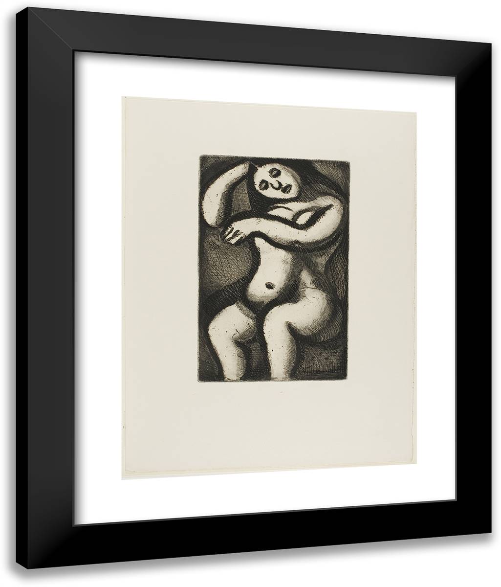 Seated Nude, from Les Raincarnations Du Pere Ubu 20x24 Black Modern Wood Framed Art Print Poster by Rouault, Georges