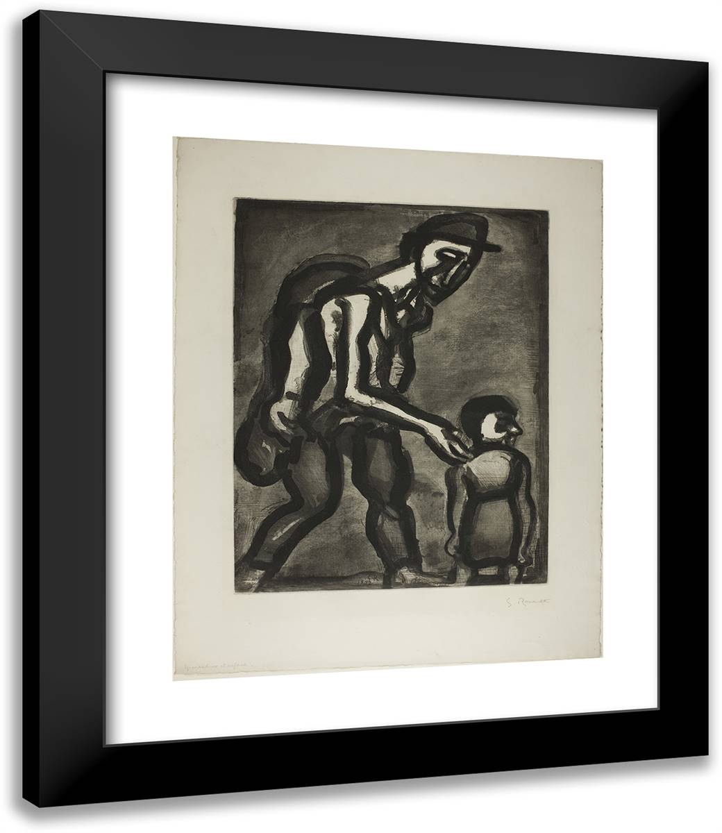 Seek Refuge in Your Heart, Poor Barefoot One..., Plate Four from Miserere 20x24 Black Modern Wood Framed Art Print Poster by Rouault, Georges