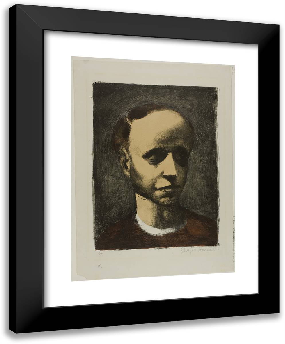 Self-Portrait III, from La Petite Banlieue 19x24 Black Modern Wood Framed Art Print Poster by Rouault, Georges