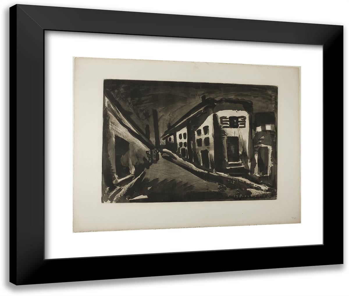 Street of the Lonely, Plate 23 from Miserere 24x20 Black Modern Wood Framed Art Print Poster by Rouault, Georges