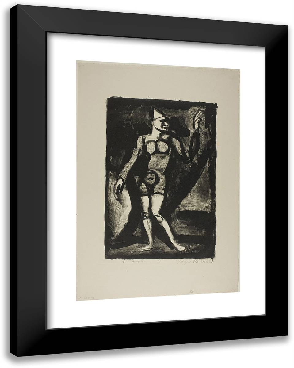 The Clown, from Maitres Et Petits Maitres D'Aujourd'Hui 19x24 Black Modern Wood Framed Art Print Poster by Rouault, Georges