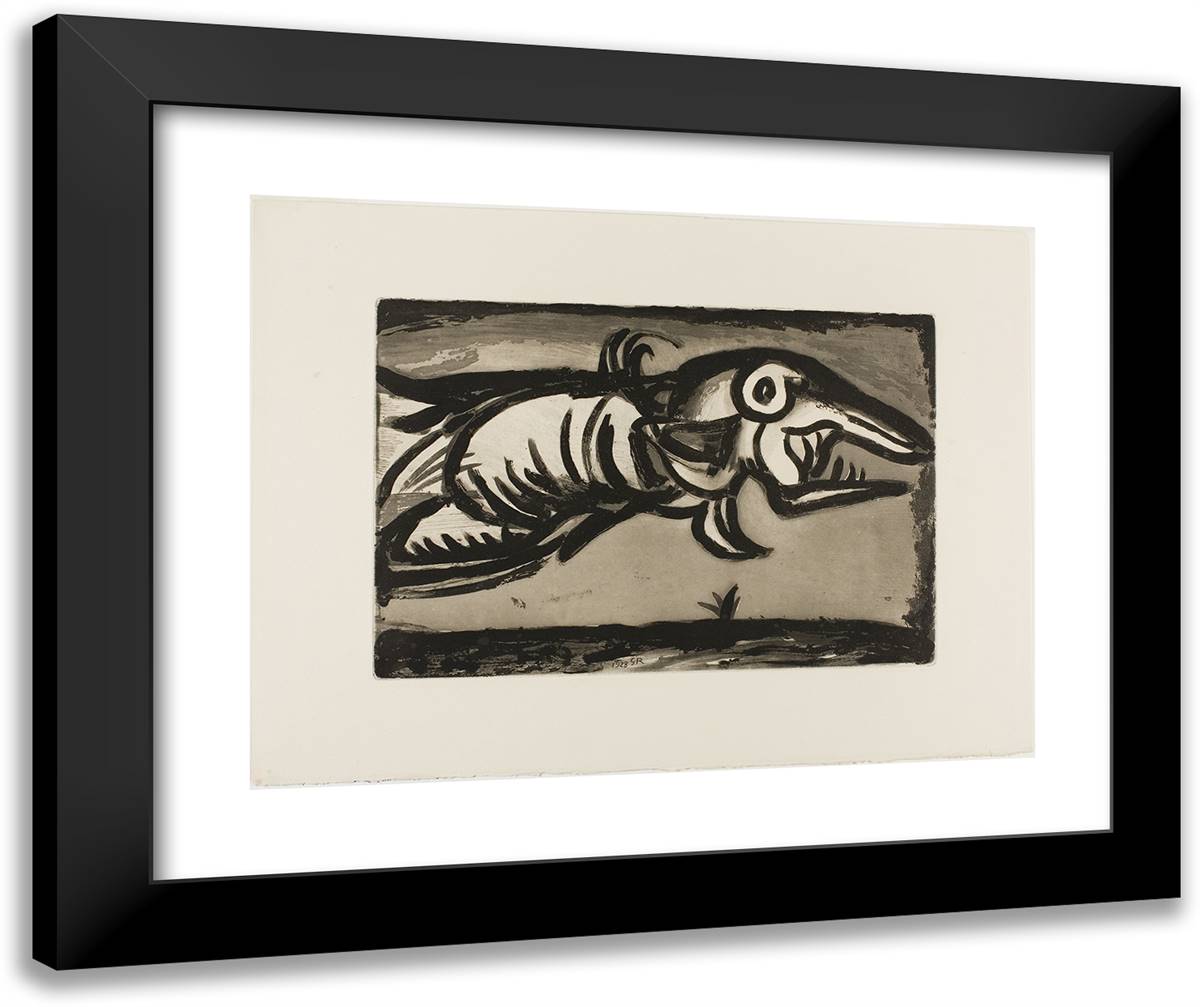The Flying Fish, from Reincarnations Du Pere Ubu 24x20 Black Modern Wood Framed Art Print Poster by Rouault, Georges