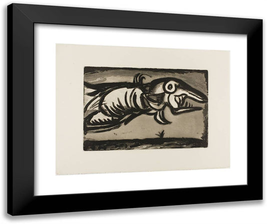 The Flying Fish, from Reincarnations Du Pere Ubu 24x20 Black Modern Wood Framed Art Print Poster by Rouault, Georges