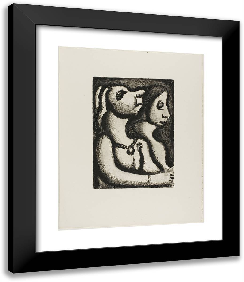 The Two Matrons, from Les Raincarnations Du Pere Ubu 20x24 Black Modern Wood Framed Art Print Poster by Rouault, Georges