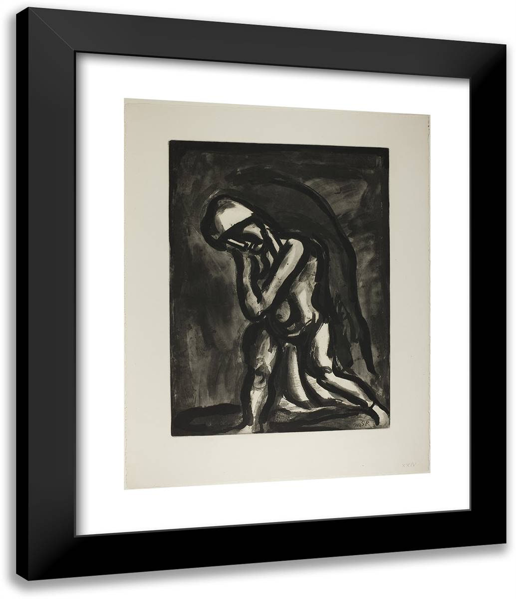 Winter, Earth's Leper, Plate 24 from Miserere 20x24 Black Modern Wood Framed Art Print Poster by Rouault, Georges