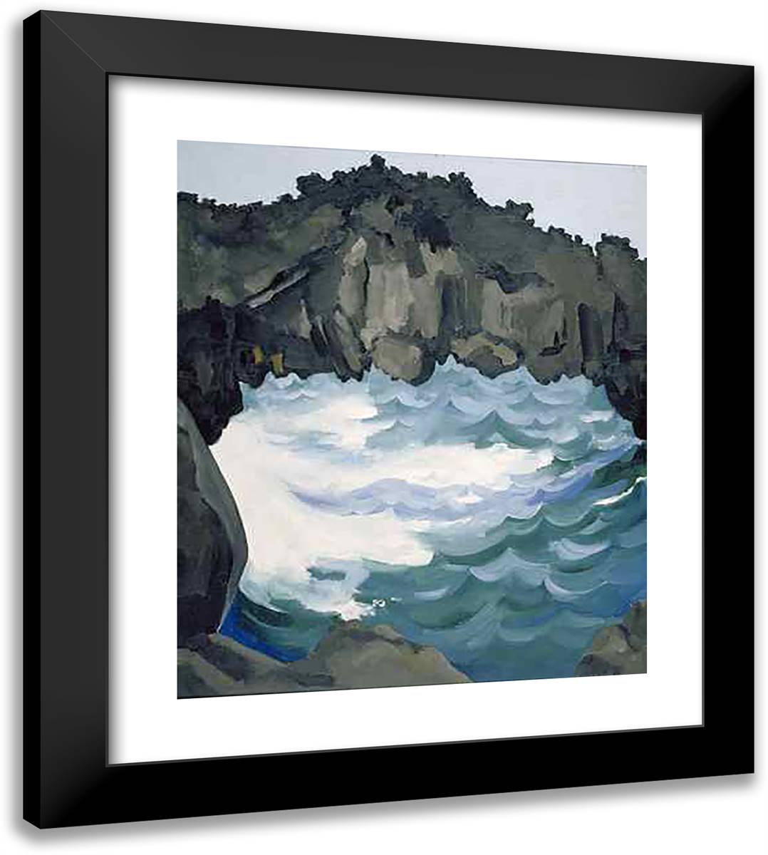 Black Lava Bridge, Hana Coast-No. I 20x22 Black Modern Wood Framed Art Print Poster by O'Keeffe, Georgia