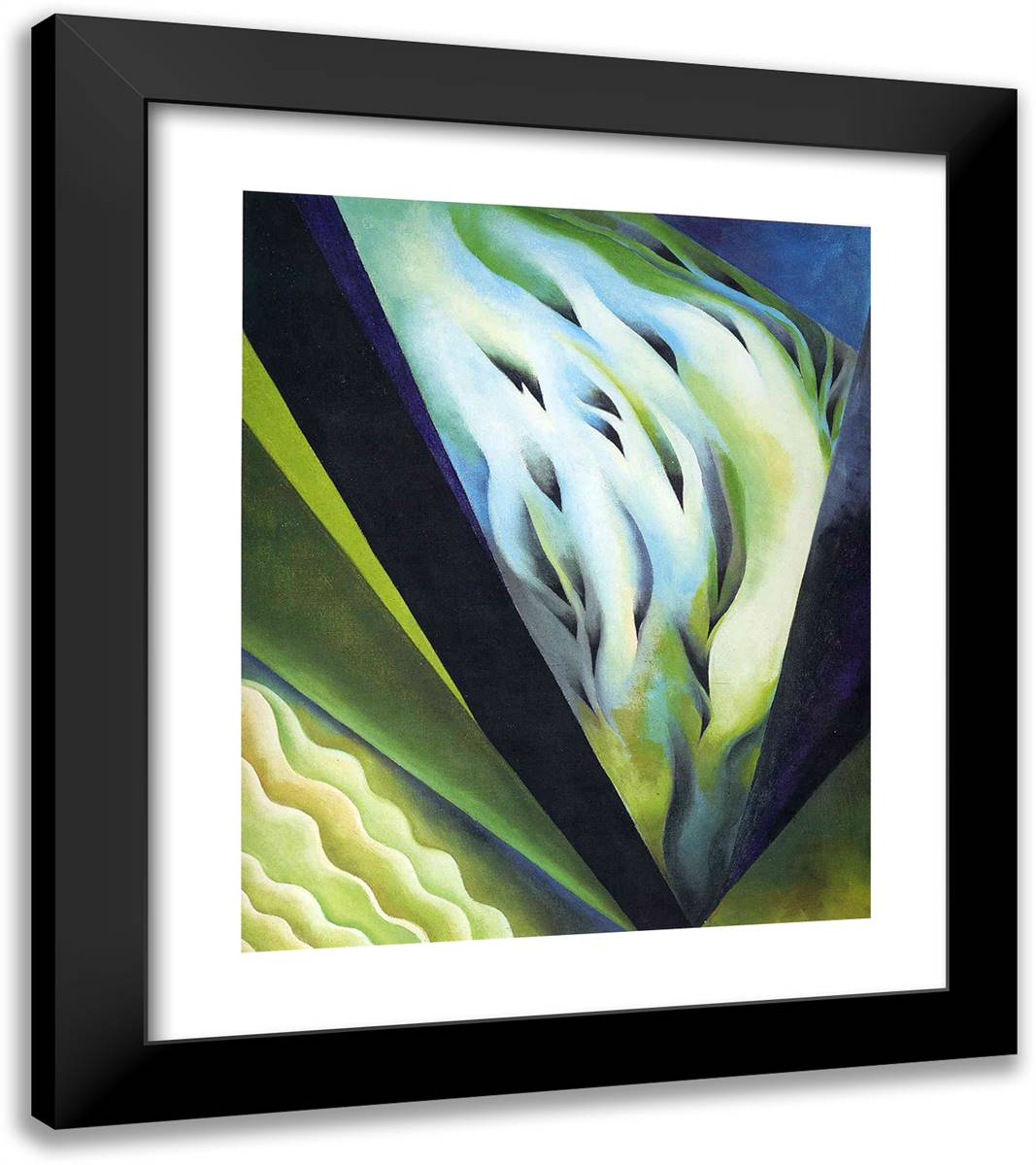 Blue and Green Music 20x23 Black Modern Wood Framed Art Print Poster by O'Keeffe, Georgia