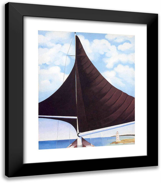 Brown Sail, Wing on Wing, Nassau 20x23 Black Modern Wood Framed Art Print Poster by O'Keeffe, Georgia