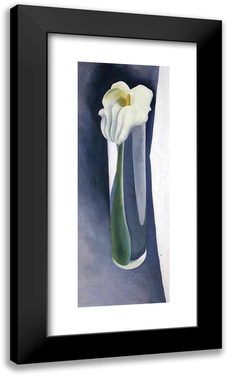 Calla Lily in Tall Glass 14x24 Black Modern Wood Framed Art Print Poster by O'Keeffe, Georgia