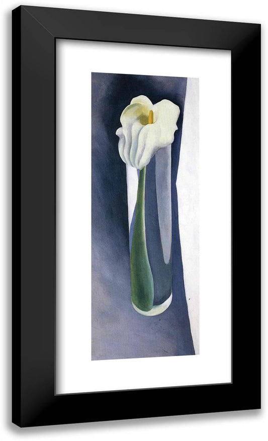 Calla Lily in Tall Glass 14x24 Black Modern Wood Framed Art Print Poster by O'Keeffe, Georgia
