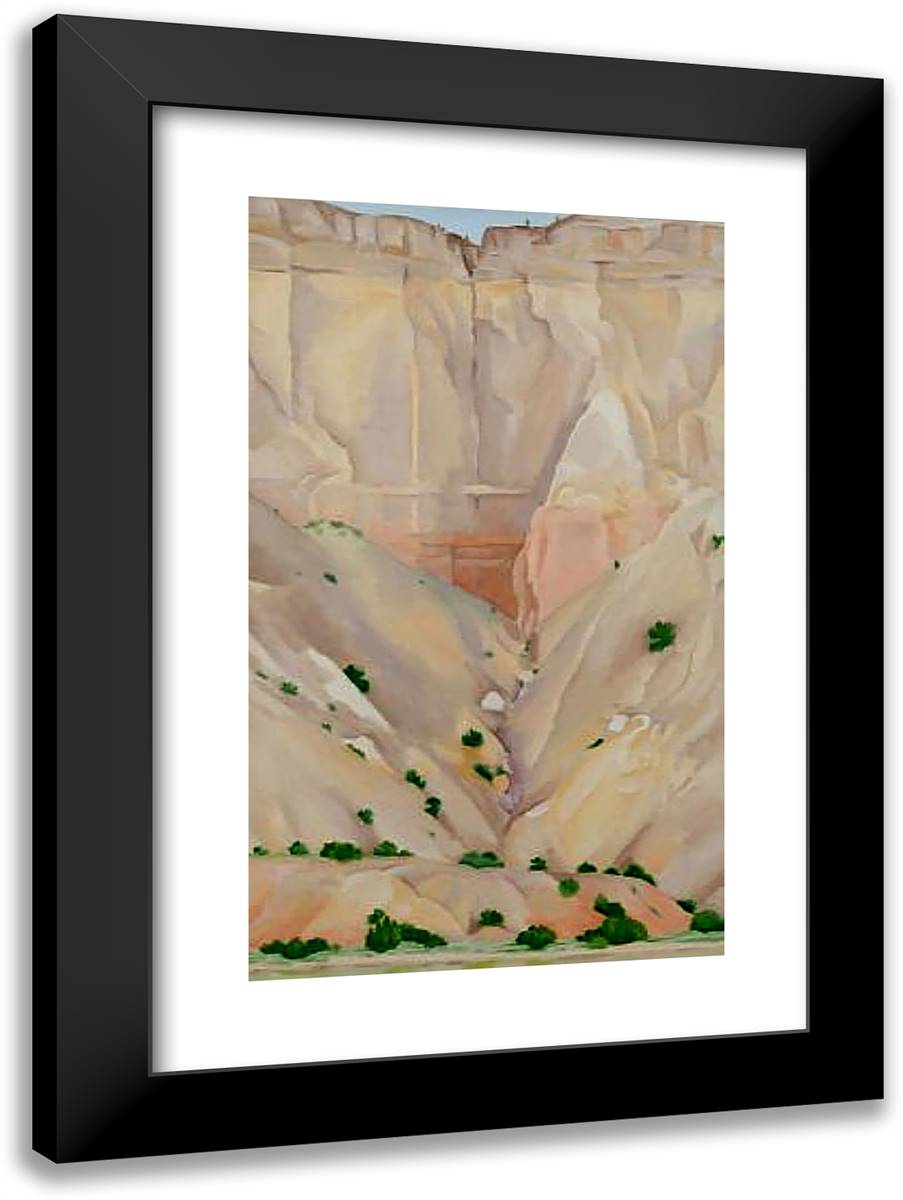 Cliffs Beyond Abiquiu, Dry Waterfall 17x24 Black Modern Wood Framed Art Print Poster by O'Keeffe, Georgia