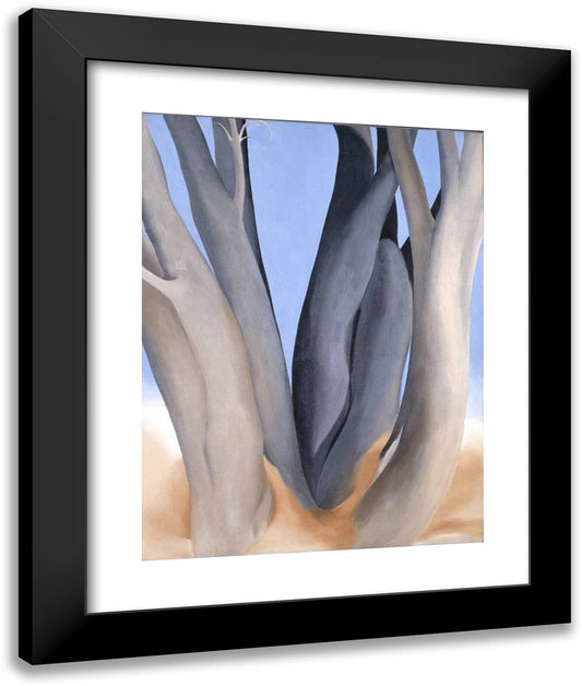 Dark Tree Trunks 20x24 Black Modern Wood Framed Art Print Poster by O'Keeffe, Georgia