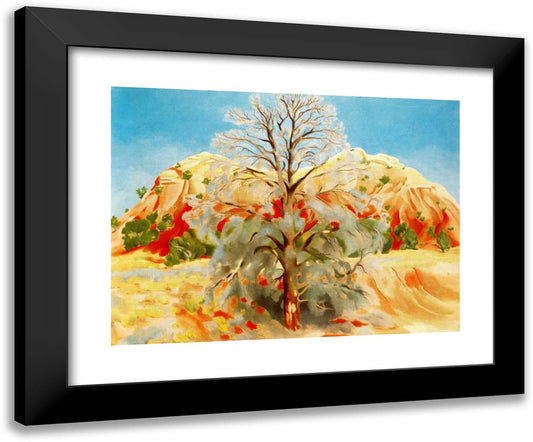 Dead Tree with Pink Hill 24x20 Black Modern Wood Framed Art Print Poster by O'Keeffe, Georgia