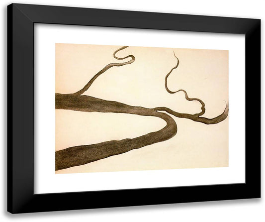 Drawing IX 24x20 Black Modern Wood Framed Art Print Poster by O'Keeffe, Georgia