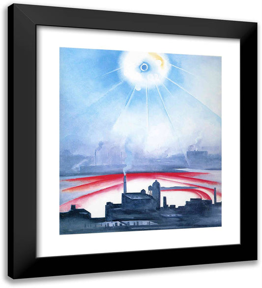 East River No 1 20x22 Black Modern Wood Framed Art Print Poster by O'Keeffe, Georgia