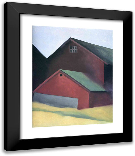 Ends of Barns 20x24 Black Modern Wood Framed Art Print Poster by O'Keeffe, Georgia