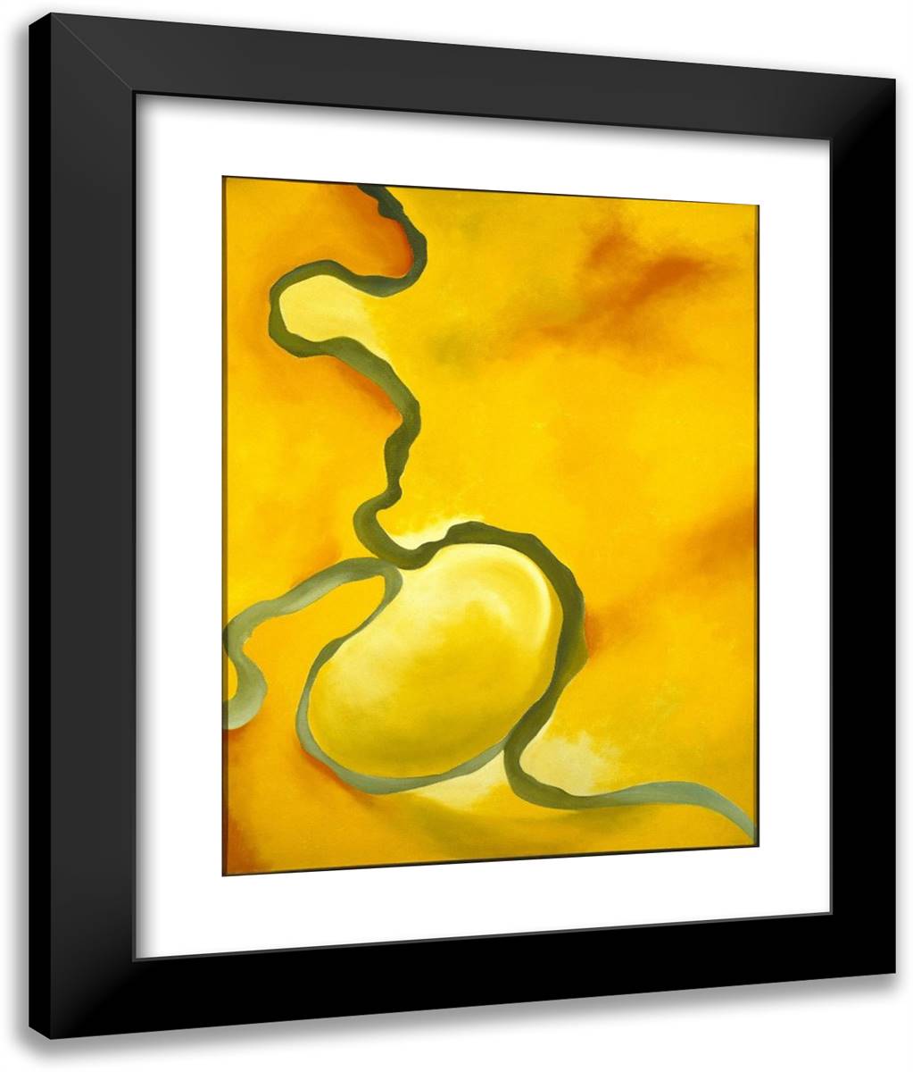 Green, Yellow and Orange 20x24 Black Modern Wood Framed Art Print Poster by O'Keeffe, Georgia