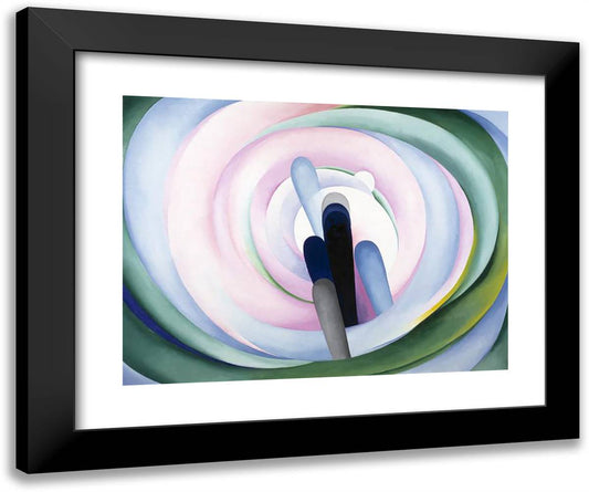 Grey Blue and Black, Pink Circle 24x20 Black Modern Wood Framed Art Print Poster by O'Keeffe, Georgia