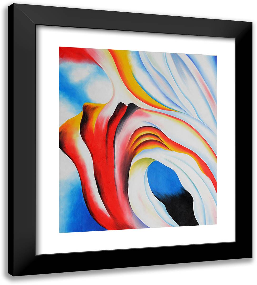 Music Pink and Blue 20x22 Black Modern Wood Framed Art Print Poster by O'Keeffe, Georgia