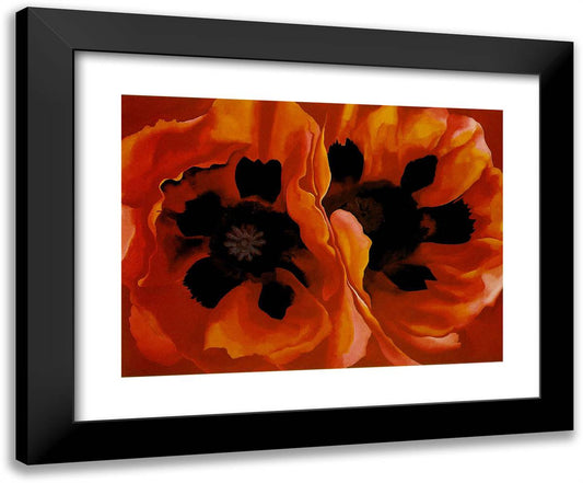 Oriental Poppies 24x20 Black Modern Wood Framed Art Print Poster by O'Keeffe, Georgia