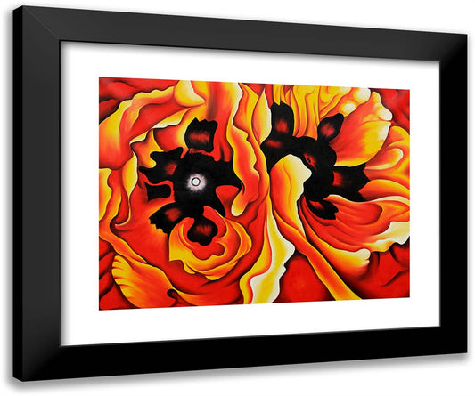 Oriental Poppies II 24x20 Black Modern Wood Framed Art Print Poster by O'Keeffe, Georgia
