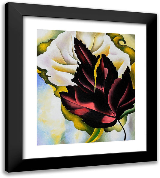 Pattern Leaves 20x22 Black Modern Wood Framed Art Print Poster by O'Keeffe, Georgia
