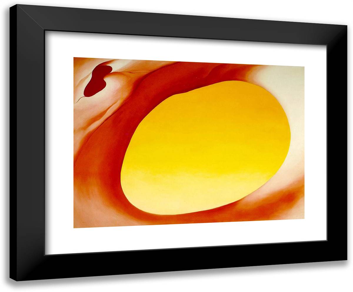 Pelvis Series - Red with Yellow 24x20 Black Modern Wood Framed Art Print Poster by O'Keeffe, Georgia