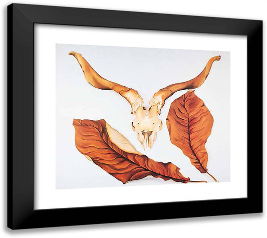 Ram's Skull with Brown Leaves 22x20 Black Modern Wood Framed Art Print Poster by O'Keeffe, Georgia