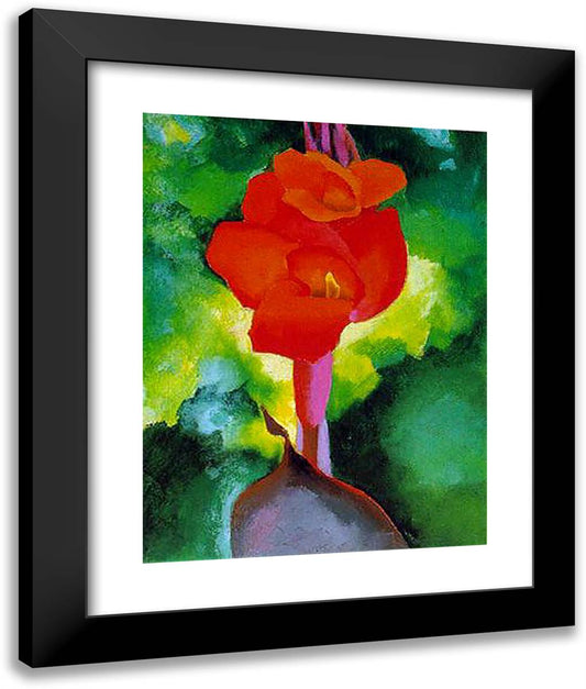 Red Canna 20x24 Black Modern Wood Framed Art Print Poster by O'Keeffe, Georgia
