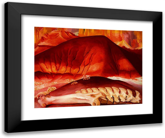 Red Hills and Bones 24x20 Black Modern Wood Framed Art Print Poster by O'Keeffe, Georgia