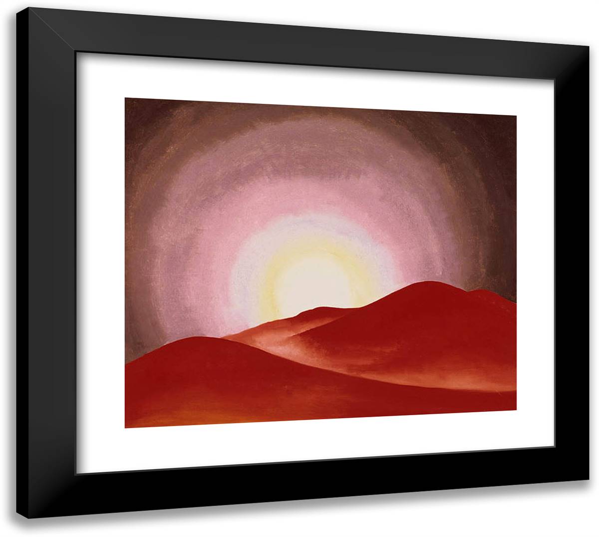 Red Hills, Lake George 22x20 Black Modern Wood Framed Art Print Poster by O'Keeffe, Georgia
