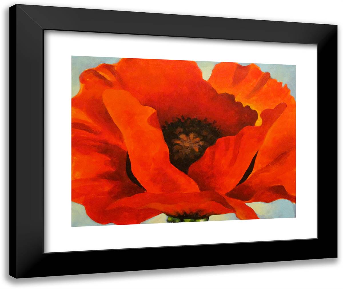 Red Poppy 24x20 Black Modern Wood Framed Art Print Poster by O'Keeffe, Georgia