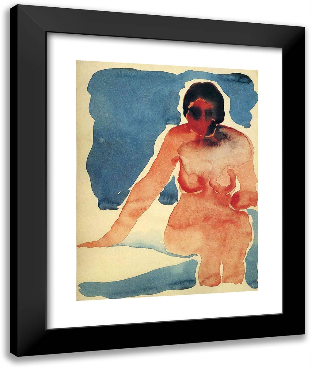 Seated Nude 20x24 Black Modern Wood Framed Art Print Poster by O'Keeffe, Georgia