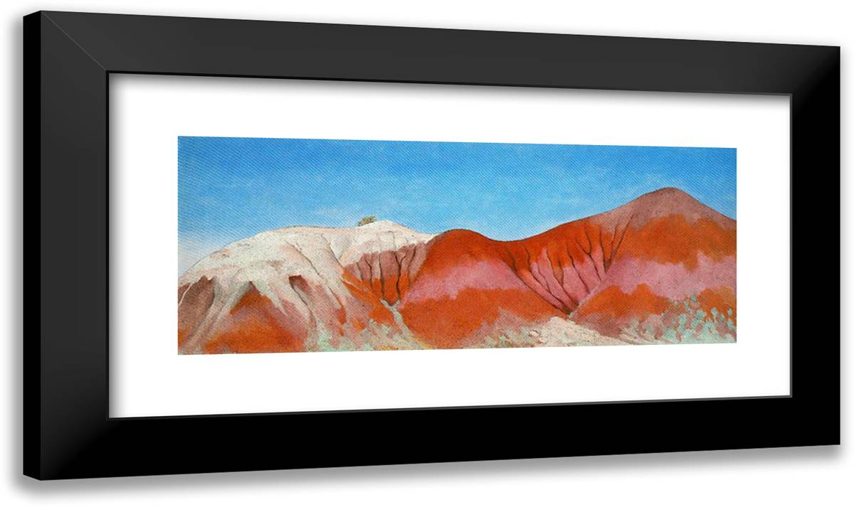 Series Near Abiquiu, New Mexico - Hills to the Left 24x14 Black Modern Wood Framed Art Print Poster by O'Keeffe, Georgia