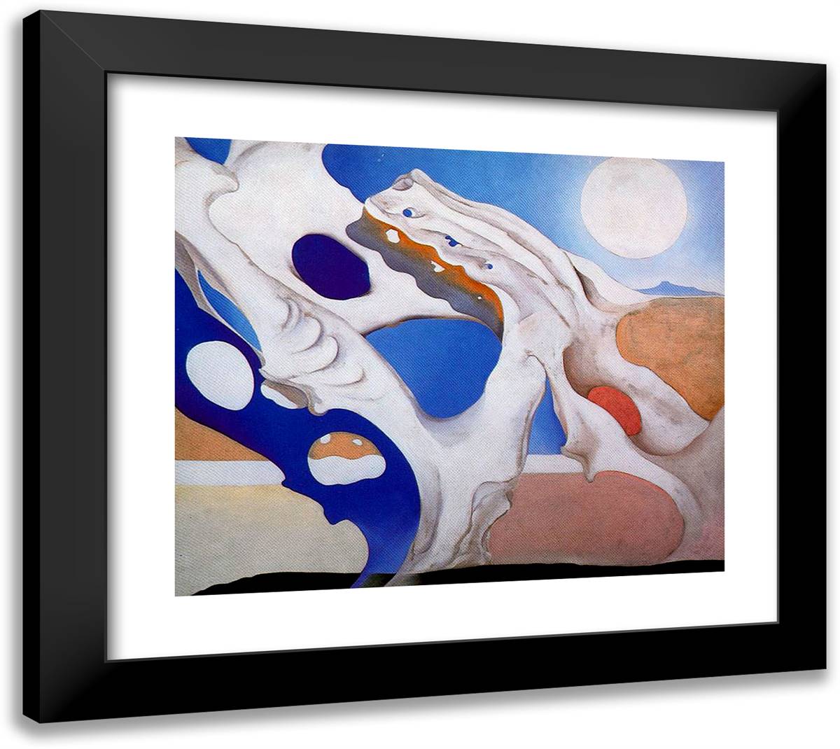 Shadow with Pelvis and Moon 22x20 Black Modern Wood Framed Art Print Poster by O'Keeffe, Georgia