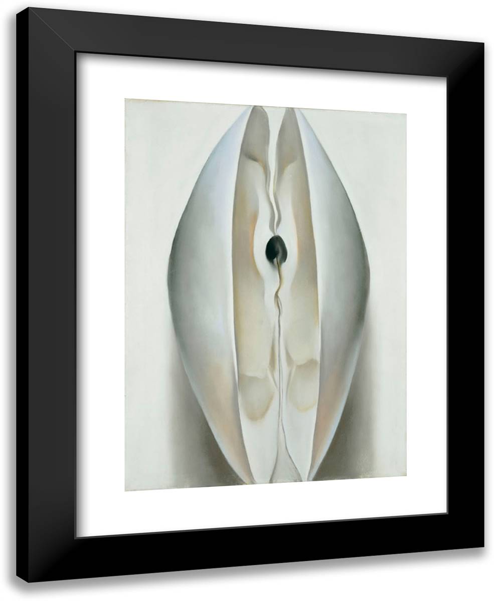 Slightly Open Clam Shell 19x24 Black Modern Wood Framed Art Print Poster by O'Keeffe, Georgia