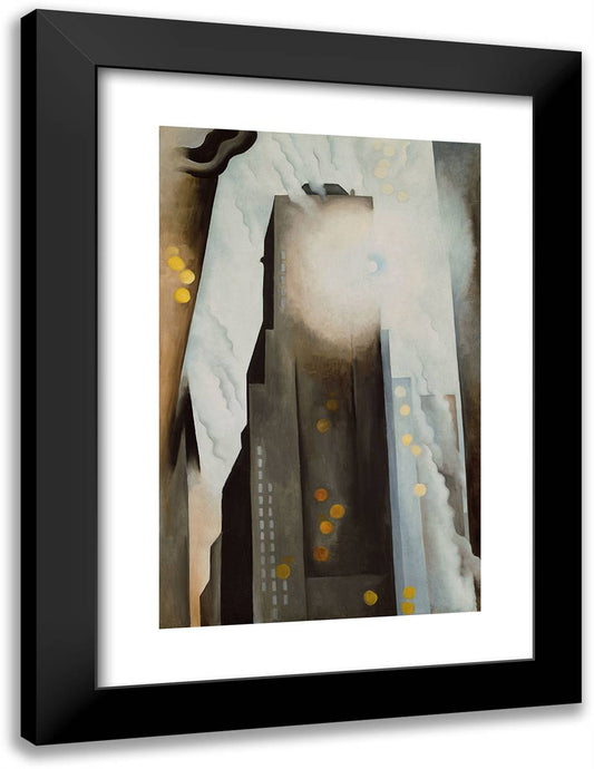 The Shelton with Sunspots, N.Y. 18x24 Black Modern Wood Framed Art Print Poster by O'Keeffe, Georgia
