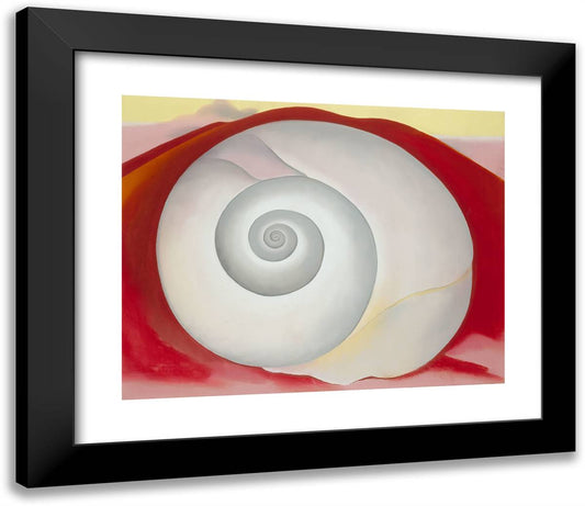 White Shell with Red 23x20 Black Modern Wood Framed Art Print Poster by O'Keeffe, Georgia