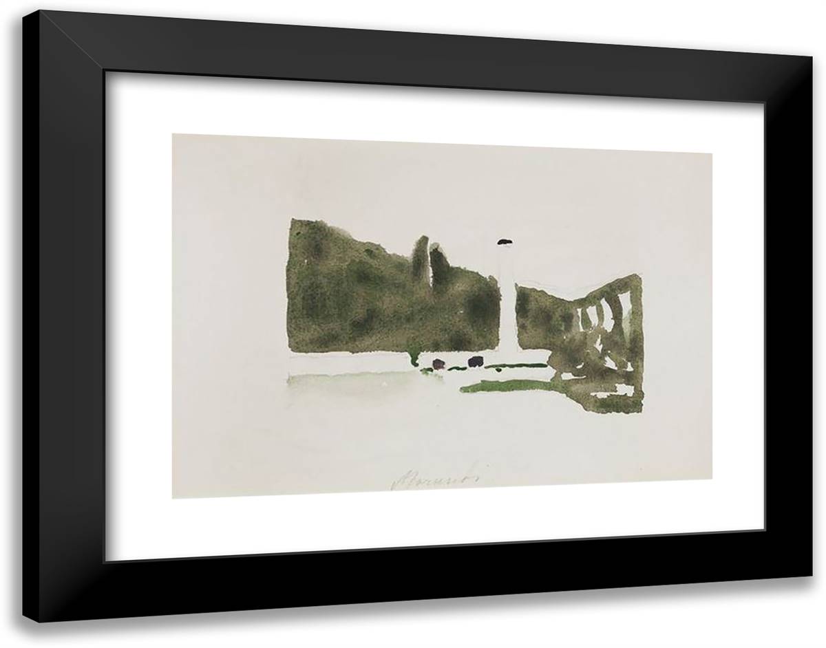 Landscape Levico 24x19 Black Modern Wood Framed Art Print Poster by Morandi, Giorgio
