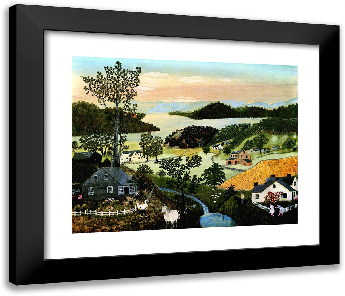 A Beautiful World 24x20 Black Modern Wood Framed Art Print Poster by Grandma Moses