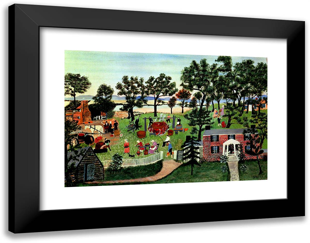 Apple Butter Making 24x19 Black Modern Wood Framed Art Print Poster by Grandma Moses