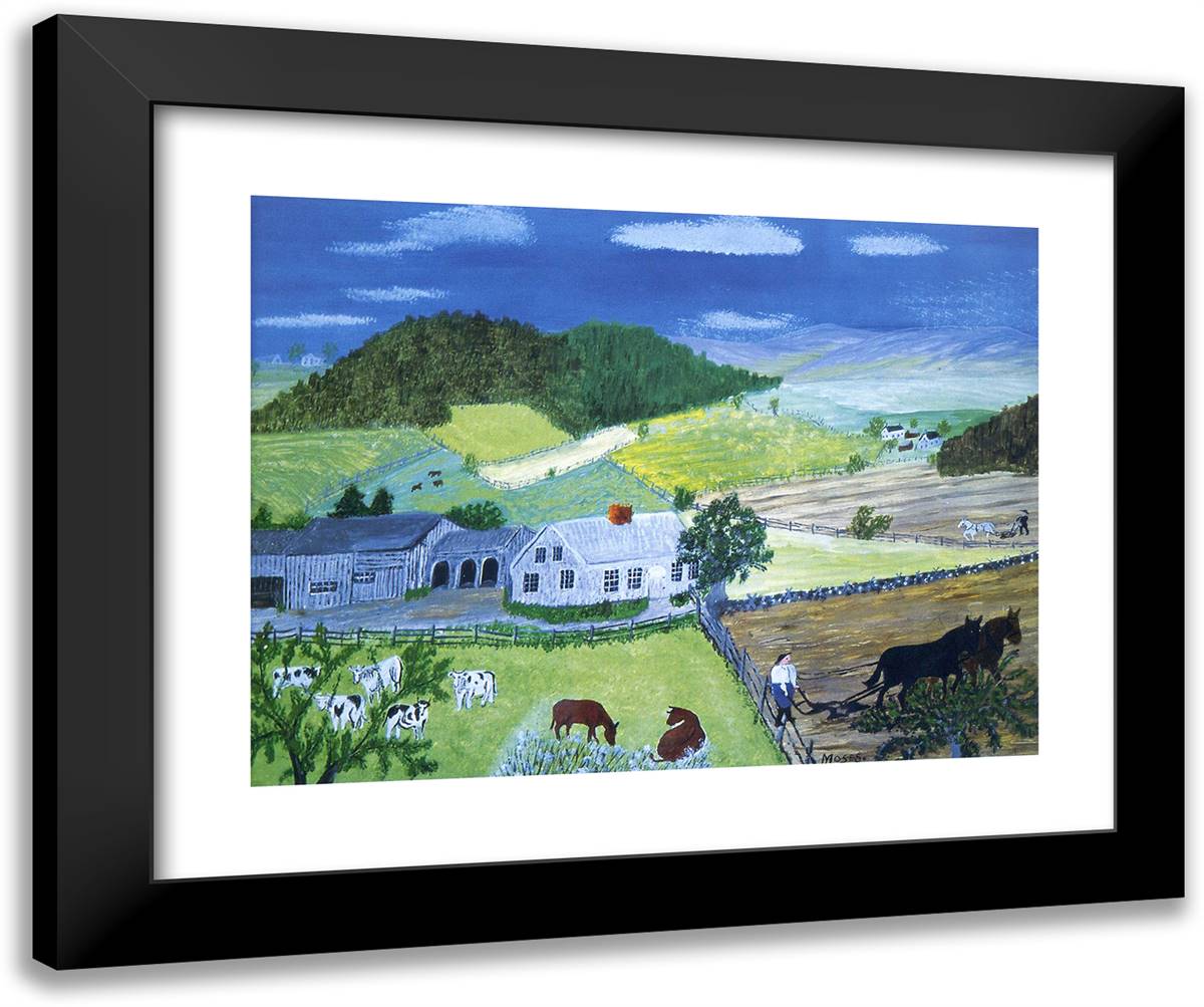Plow Boy 24x20 Black Modern Wood Framed Art Print Poster by Grandma Moses