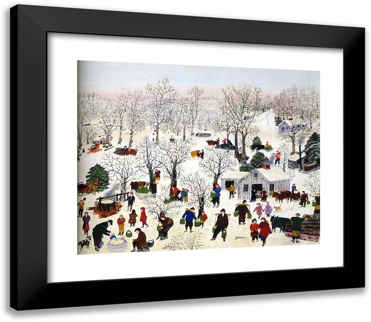Sugaring Off 23x20 Black Modern Wood Framed Art Print Poster by Grandma Moses