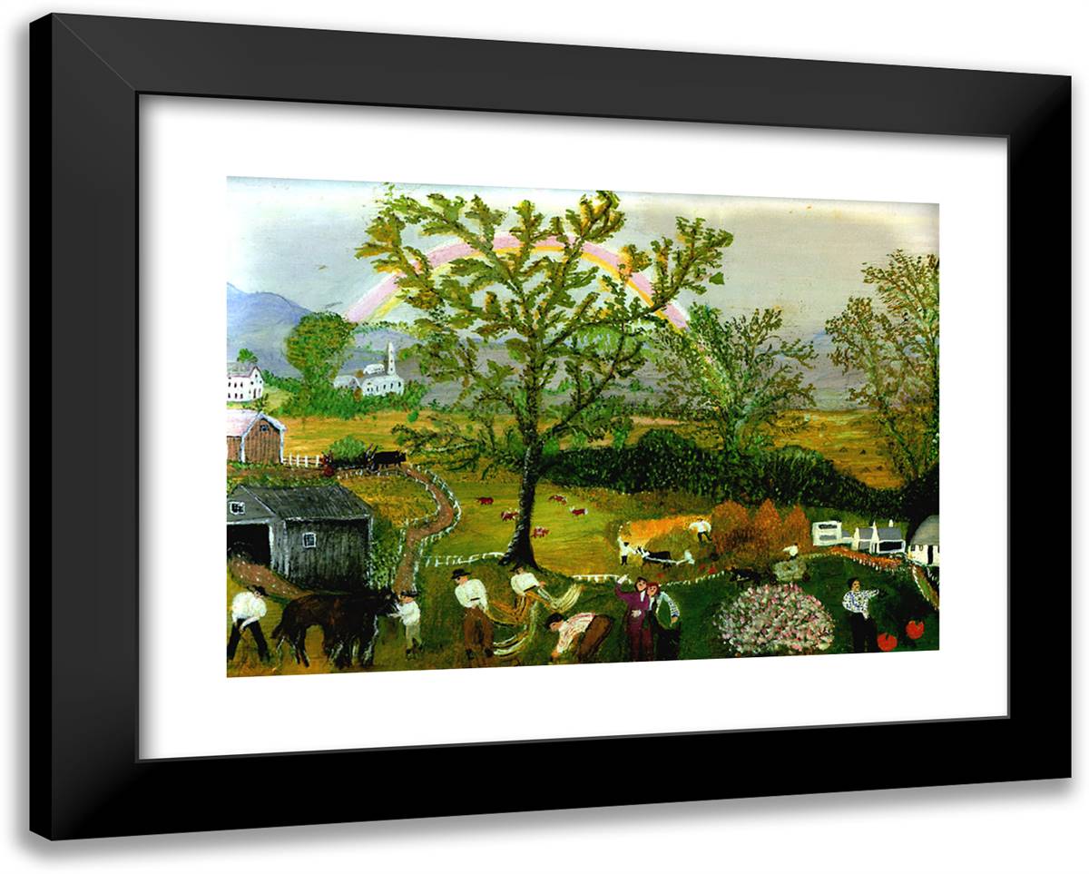 The Rainbow 24x19 Black Modern Wood Framed Art Print Poster by Grandma Moses