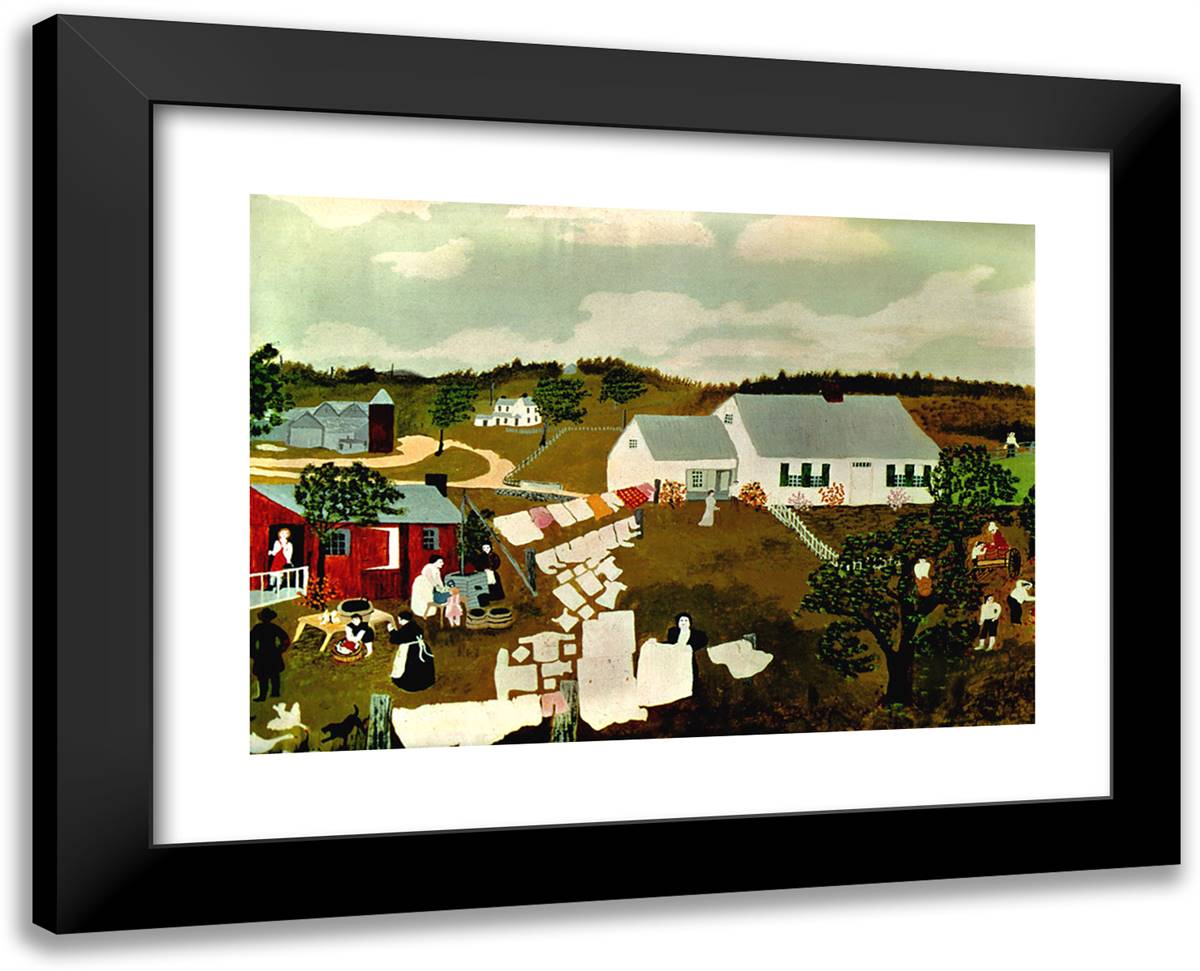 Wash Day 24x19 Black Modern Wood Framed Art Print Poster by Grandma Moses