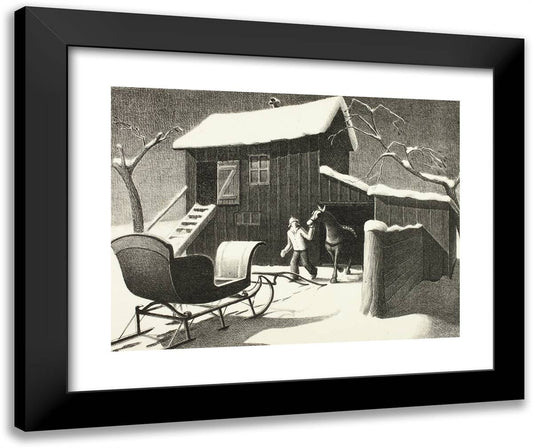 December Afternoon 24x20 Black Modern Wood Framed Art Print Poster by Wood, Grant