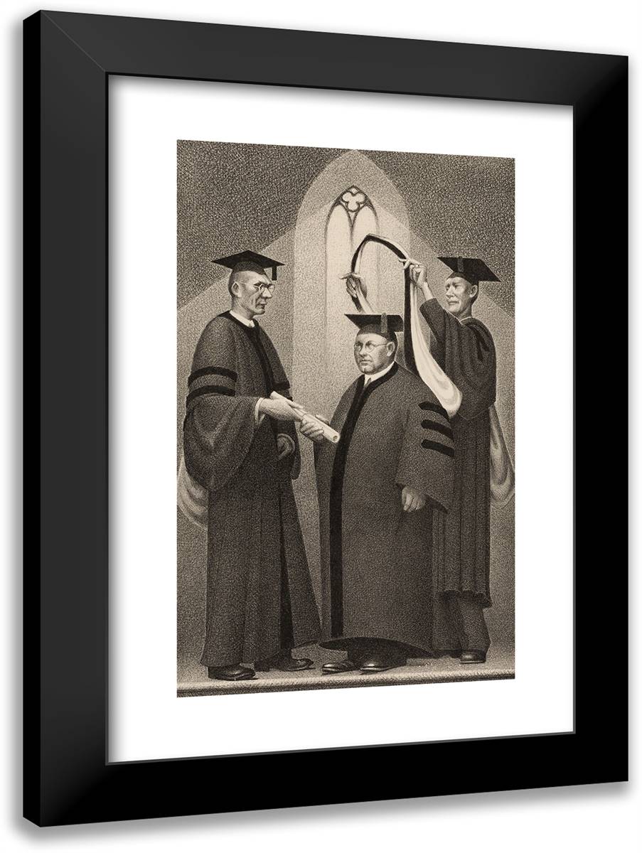 Honorary Degree 17x24 Black Modern Wood Framed Art Print Poster by Wood, Grant