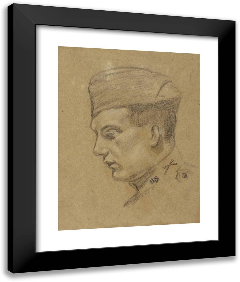 Portrait of Second Lieutenant Wayne Mcmillen 20x24 Black Modern Wood Framed Art Print Poster by Wood, Grant