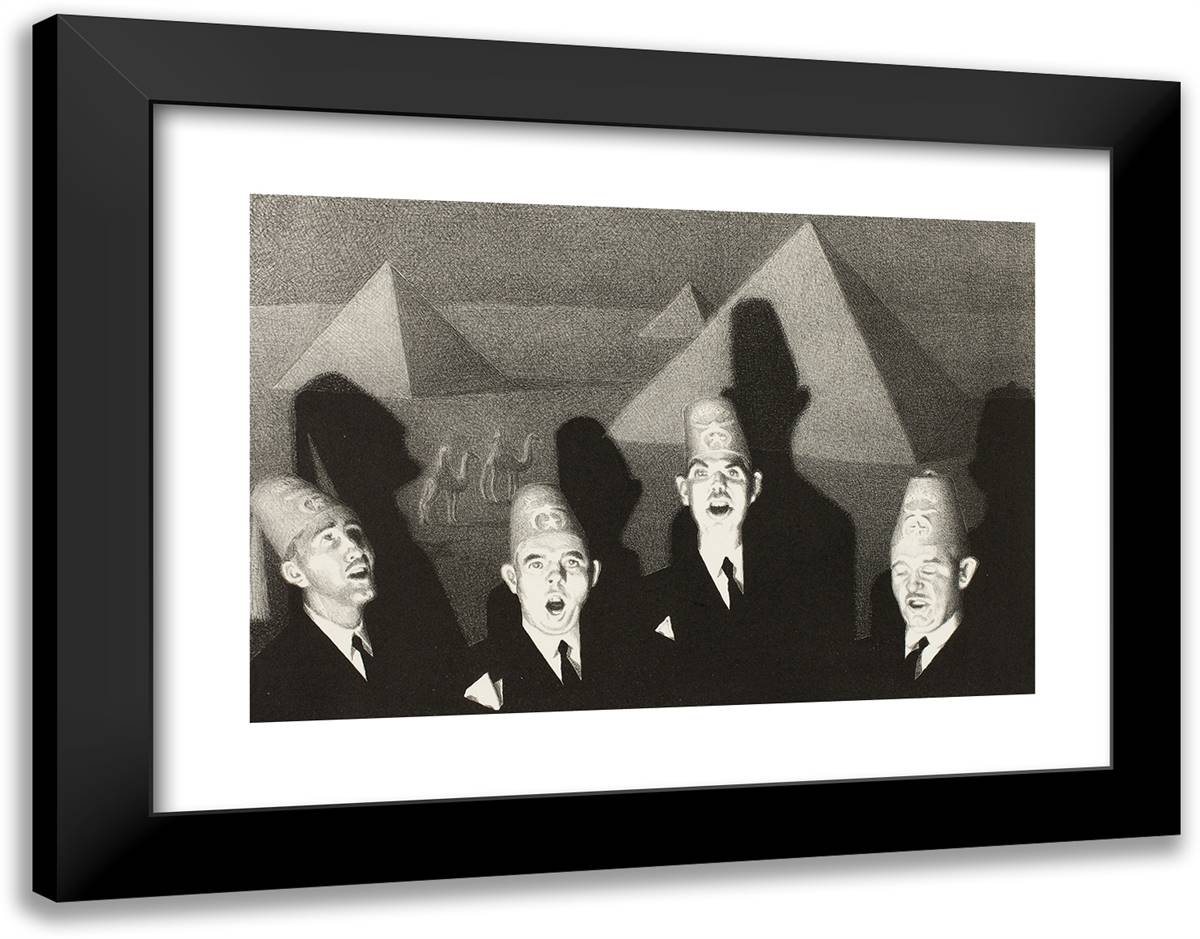 Shrine Quartet 24x19 Black Modern Wood Framed Art Print Poster by Wood, Grant