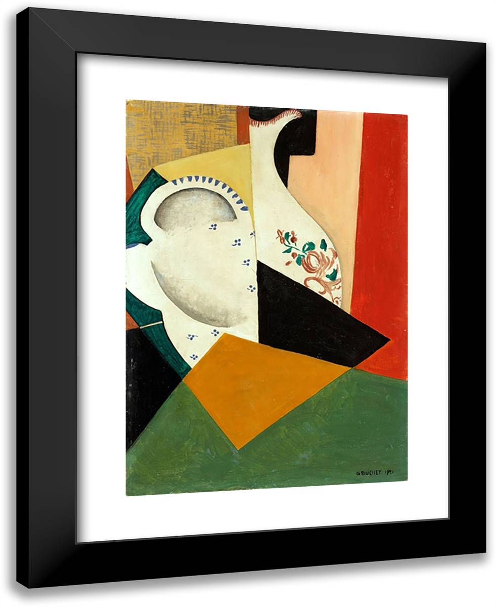 Composition with a Vase from VIeux-Strasbourg 19x24 Black Modern Wood Framed Art Print Poster by Buchet, Gustave